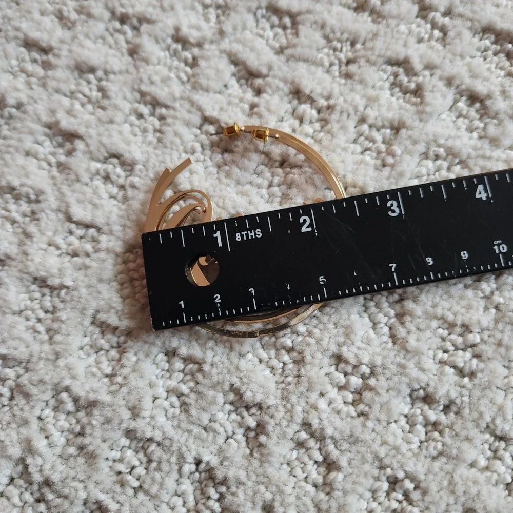 Gold Tone‎ Queen Hoop Earrings Statement Dangle Large Fashion Jewelry
